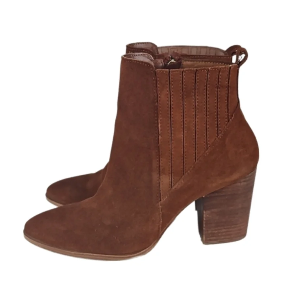 Waterproof Suede Leather Red Brown Ankle Booties Boots